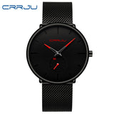 CRRJU Fashion Watch Men Waterproof Slim