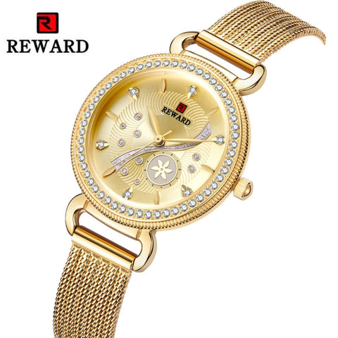 REWARD Luxury Gold Watch Top Brand Diamond Women's